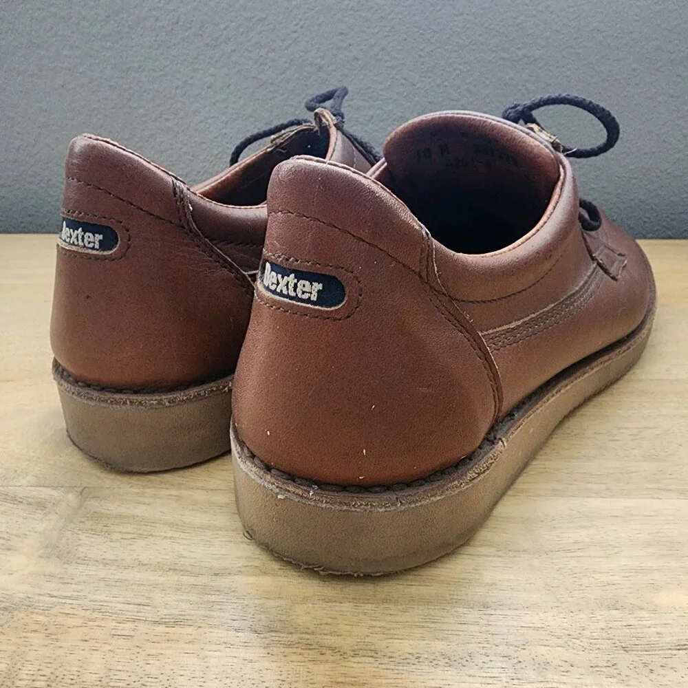 Vintage Dexter Light Brown Tan Leather Vibram Shoes Mens Size 10 USA